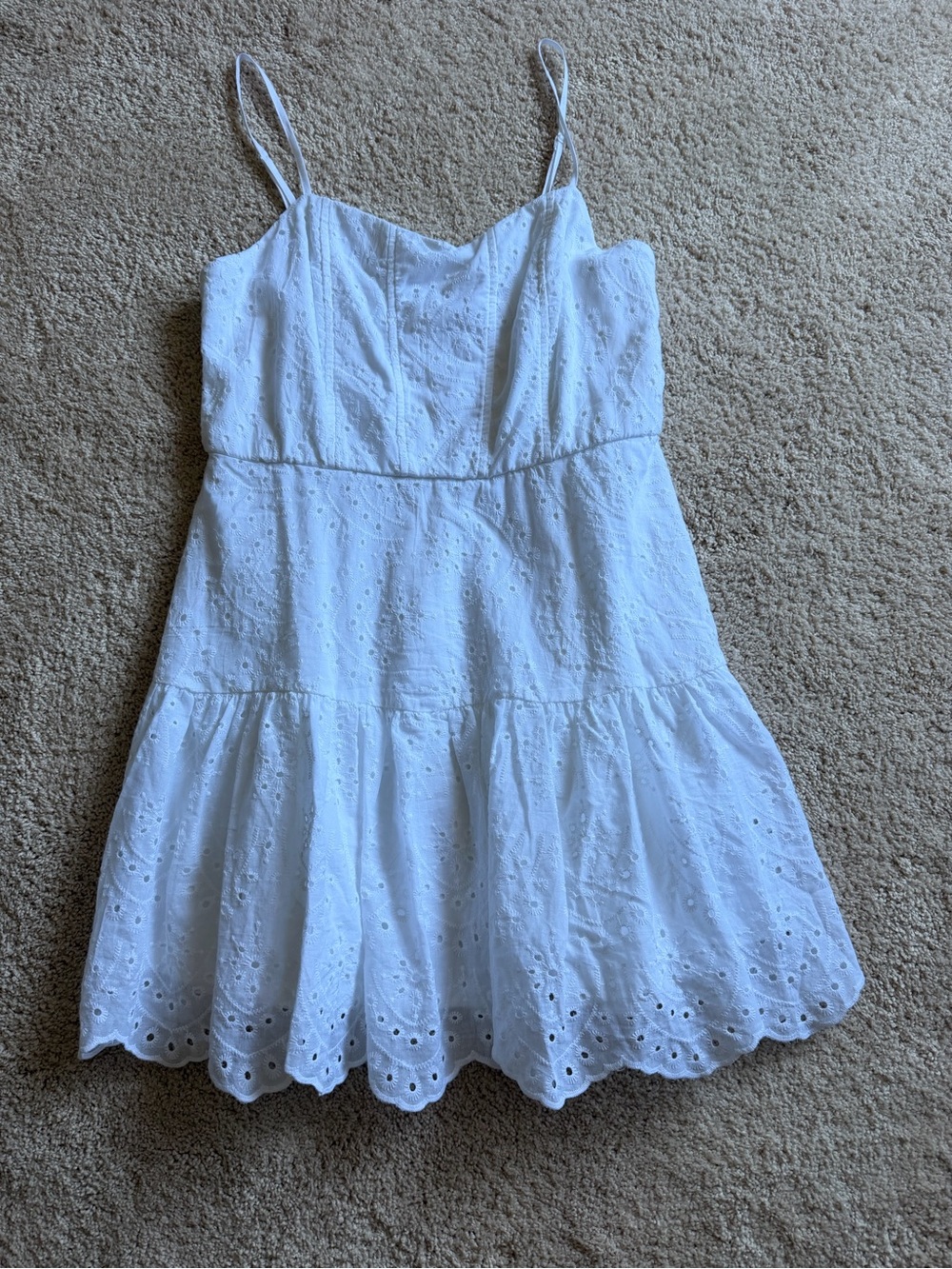 Classic White Eyelet Spaghetti-Strap Dress